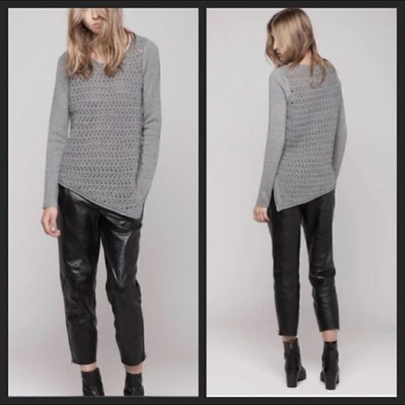 HELMUT LANG Gray Knit Wool Cashmere Asymmetric Pullover Sweater - Picture 1 of 4